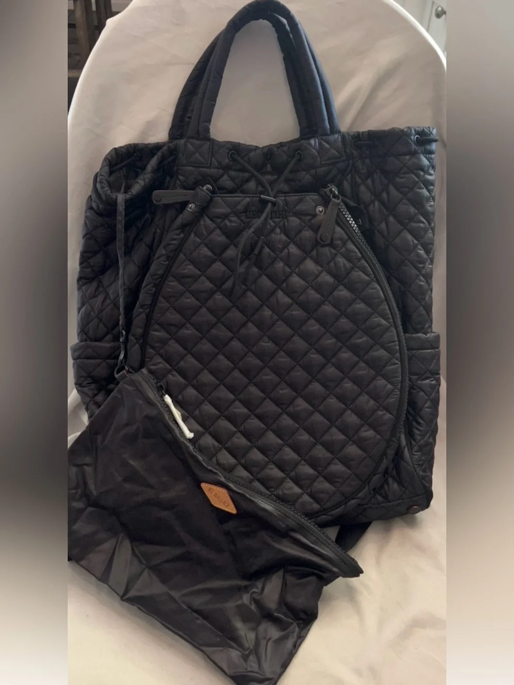 MZ Wallace DOUBLES Black Quilted Backpack Bag $295 NEW